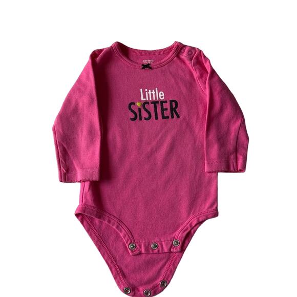 Carter’s Toddler Girl Pink Little Sister 1pc top 12M - Picture 1 of 4